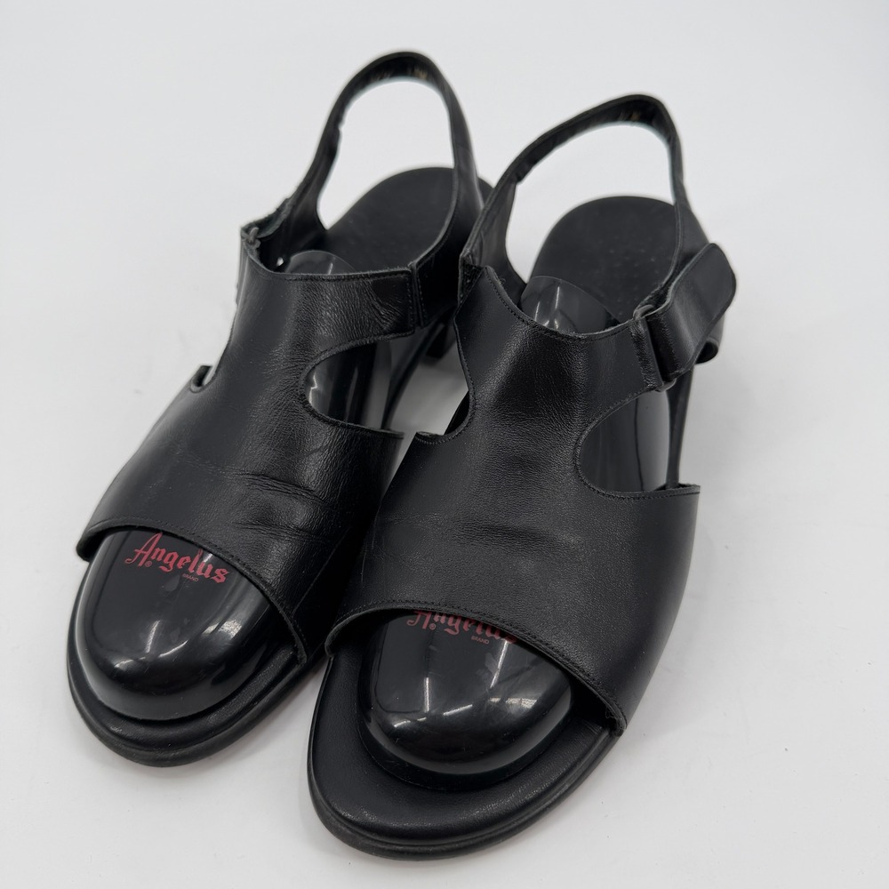 SAS Tripad Comfort Womens 11 W Black Leather Slingback Low Block Heel Sandals